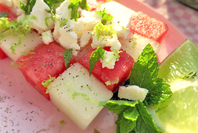 Melonen Salat- Sommerküche für Segleboot, Yacht und Camping