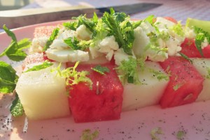 Melonen Sommersalat Segeln Kombüse Boot