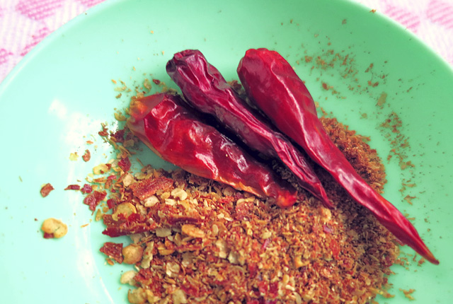 Chili gemahlen Bordküche Thai Salat Slegeln