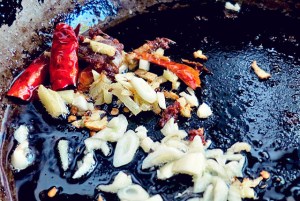 Mongolisches Fleisch Gewürze Pfanne