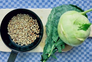 Grunszutaten: Kohlrabi und Sonneblumenkerne