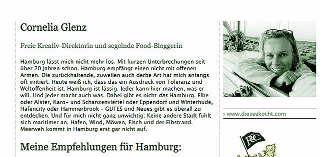 Segelnde Foodbloggerin Cornelia Glenz Fürsprecherin Hamburg