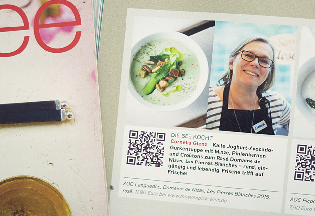 Die See kocht Gurken Avocado Suppe für Effillee