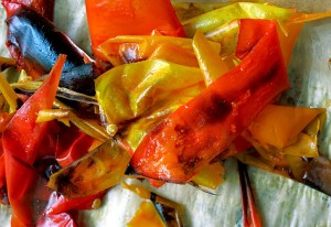 Paprika gehäutet, schwarze Haut