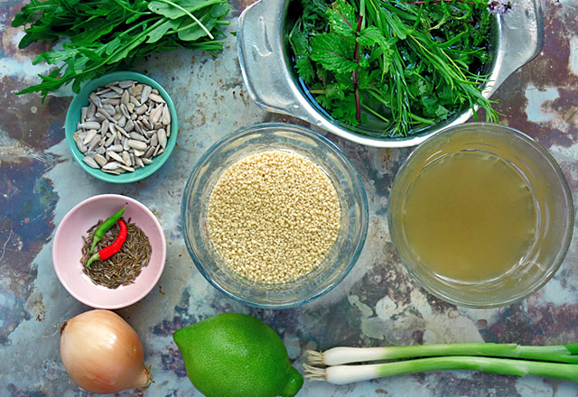 Grüner Couscous Salat alle Zutaten