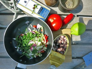 Kräuter und Chili Zutaten