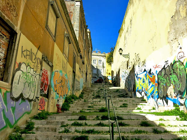 Lissabon Treppen Graffiti Verfall
