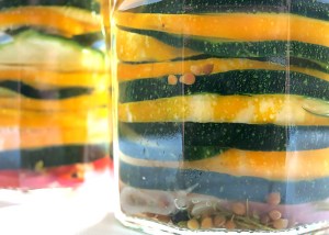 Zucchinischeiben fest gepresst