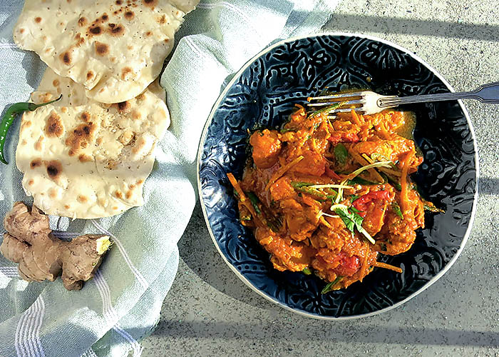 Pakistanisces Rezept: Ingwer Chicken mit Roti