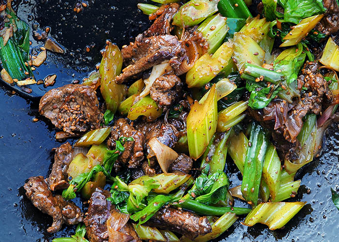 in 5 Min Rinder Stir-fry im Wok