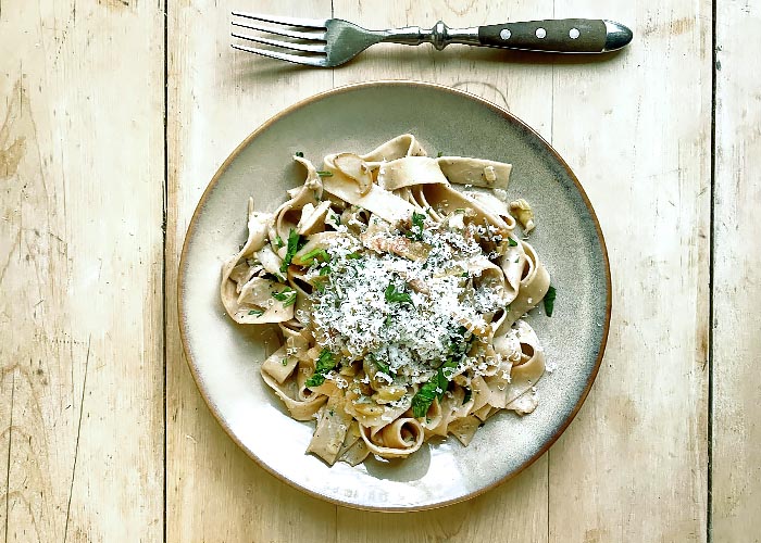 Die See kocht Pasta mit Maronen